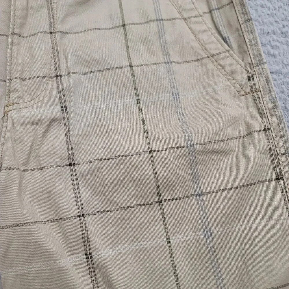 OP Shorts Mens 30 Tan Plaid Flat Front Chino Cotton 10